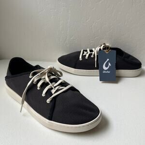 Olukai Pehuea-Li Shoes Women's 11 Black Lace-Up Drop Heel Breathable Mesh NEW